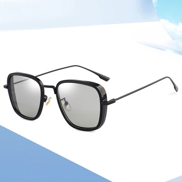 

2020 personality retro punk fashion square alloy frame polarized men sunglasses tac material lense 3242 uv400 protection eyewear, White;black