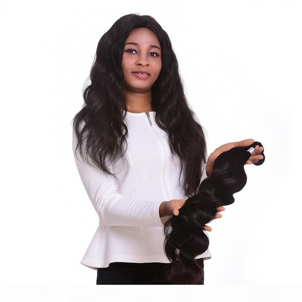 

natural color 3 bundles body wave peruvian virgin human hair weaves unprocessed brazilian cambodian malaysian indian hair extensions, Black