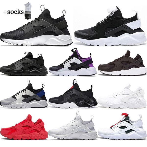 

with socks new huarache sneakers classical triple white black red gold men women shoes huaraches mens sports shoes running shoes 36-45