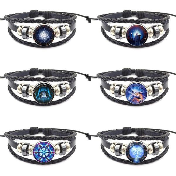 

pendant necklaces zgbywsjz retro style jewelry with plated glass cabochon black leather bracelet bangle for women wedding stargate portal, Silver