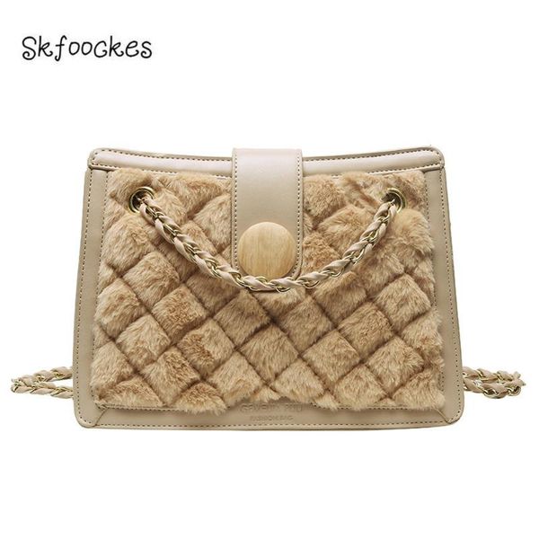 

skfoockes women bag 2020 new small square bag chain ladies shoulder women fashion all-match messenger plush handbag
