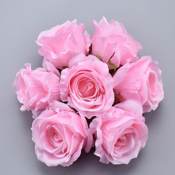 

10pcs silk blooming pink white roses artificial flower head for wedding decoration diy wreath gift scrapbooking big craf bbykew