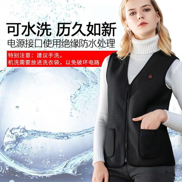 

smart electric heating vest winter constant temperature heating healthy waistcoat plus velvet clothes mobile power fa re yi, Gray;blue