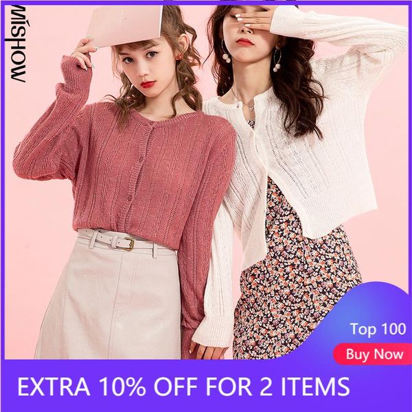 

mishow 2021 autumn cardigan for women casual knitwear long sleeve solid pit female knitted clothing sweaters mx20c5311, White