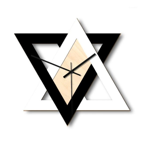 

wall clocks bar cafe living room creative wooden hexagonal star clock1