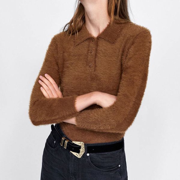 

brand wemon's sweaters long-sleeved shirt for female round-necked loose-knit kg-253, White;black