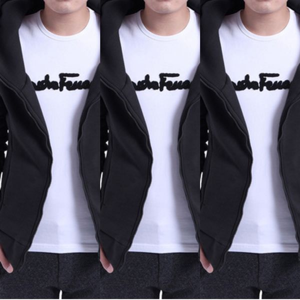 

autumn and winter sweater men's thin cardigan korean sports slim base uniform hoodie ball suit hoodie fit student casual baseball wear, Black