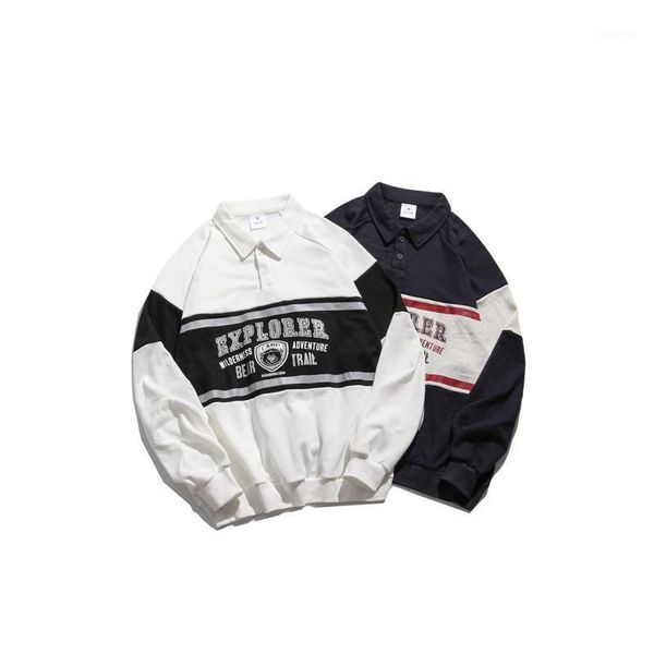 

college loose couple's all-match collar sweater men's 2020 new autumn ins fashion hong kong style1, Black