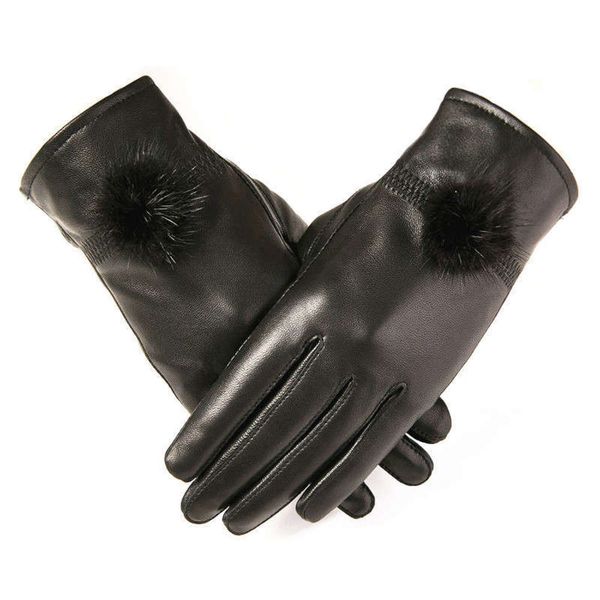 

riding warm and waterproof gloves women' motorcycle thin waterproof sheepskin gloves with cashmere thickening in winter, Blue;gray
