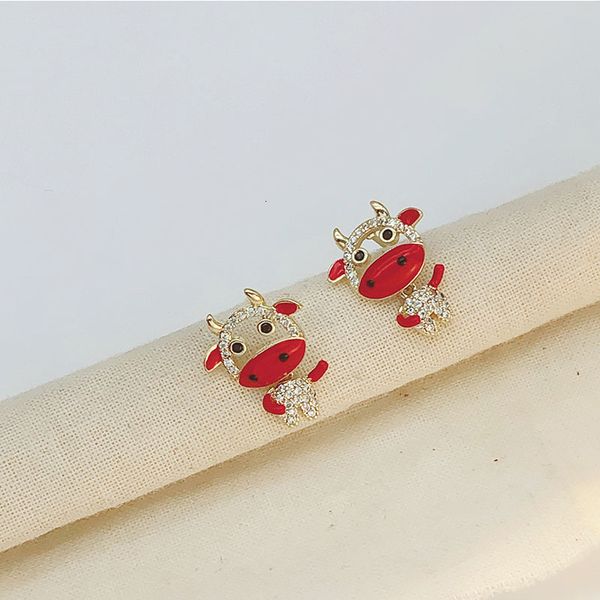 

temperament 2021 net red zodiac cattle korean 925 silver yiwu small commodity earrings