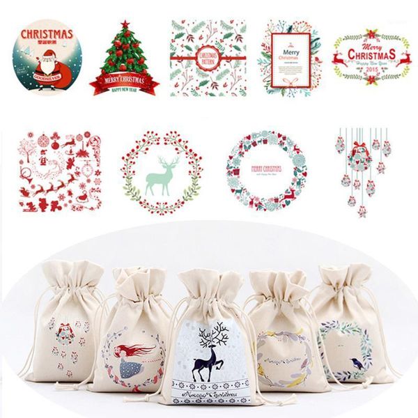 

christmas candy bag santa sacks large bag new year canvas gift bags drawstring cotton stockings for kids event party decoration1