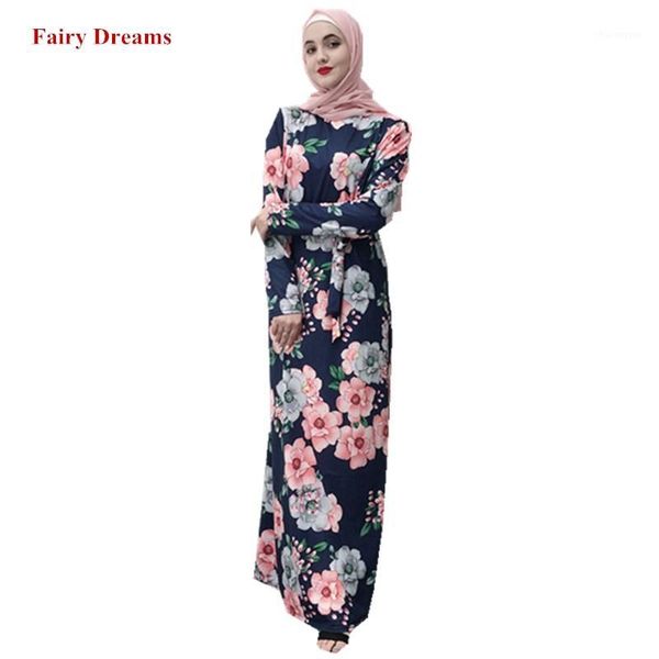 

arab muslim maxi dress women hijab abaya dubai kimono turkey kaftan turkish flowers print islamic clothing bangladesh robe 20191, Red