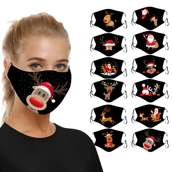

new winter mask christmas print bandanas for 1pc protection face masque mouth caps washable earloop cotton santa mask#yl5