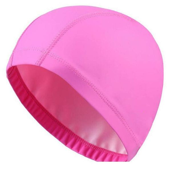 

2020 elastic waterproof pu fabric protect ears long hair sports swim pool hat swimming cap size for men & wom bbynef