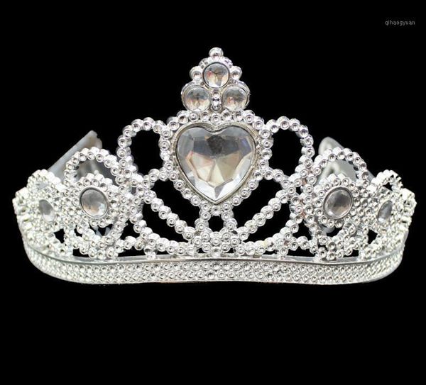 

xmas cosplay princess kids crown plastic tiara birthday party favor girls silver resin heart crystal headbands pageant prom gift1