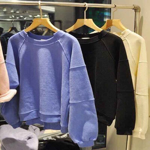 

south korea east gate 2020 autumn women's pure color women's versatile loose sweater sweater bottomed long sleeve 8vs3u, Black
