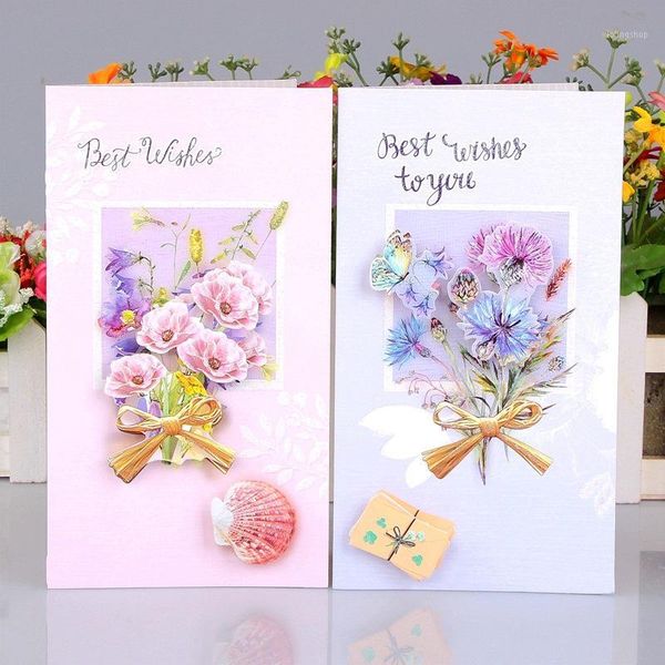 

8pcs creative handmade flowers stereo birthday card custom universal card blessing1