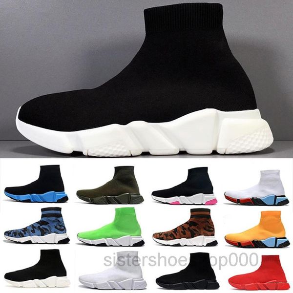 

black white speed trainer casual shoes man woman socks boots with box stretch-knit casual boots race runner yu3z