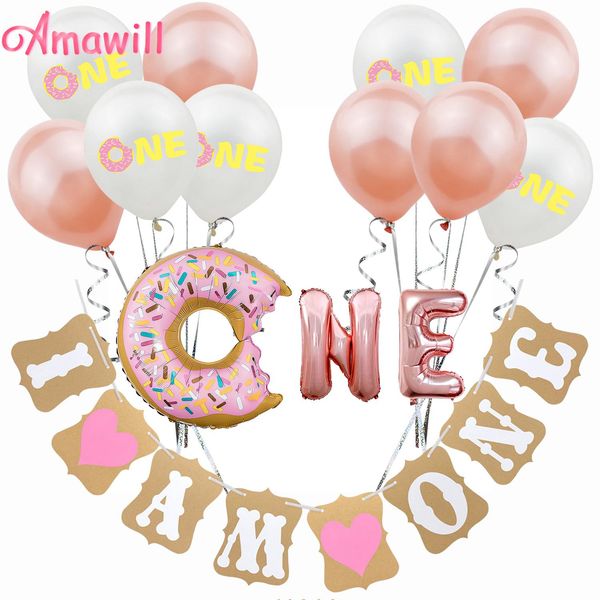 

amawill сладкого пончик один шар первого дня рождения украшение дети baby shower девушка декор пончик grow up balloon принадлежности 7d sqcg