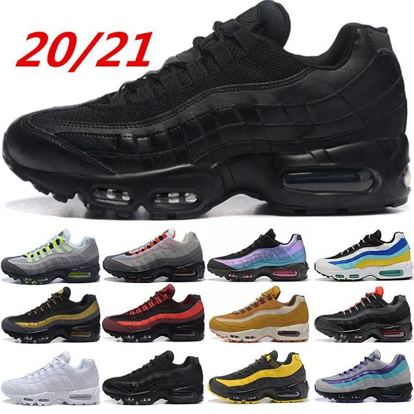 

95 running shoes triple black white laser fuchsia red orbit bred aqua neon 95s men and women trainers sports sneakers size 36-45