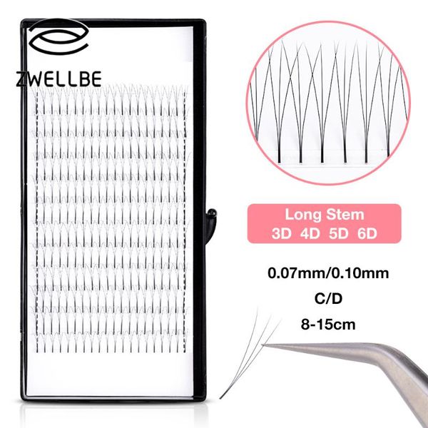 

false eyelashes zwellbe 3d 4d 5d 6d long stem lashes premade russian volume fans faux mink eyelash extensions makeup cilio