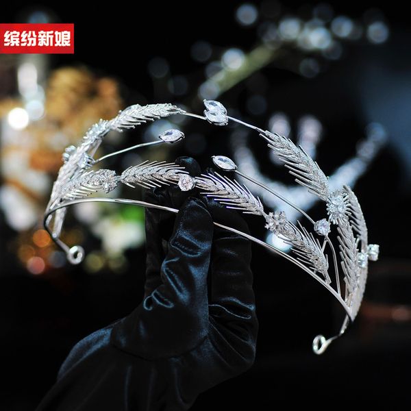 

2020 new angel feather zircon hair band headdress gorgeous bridal dress wedding crown, Silver