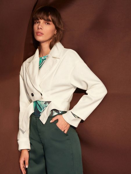 

double button drop shoulder crop overcoat j0za#, Black