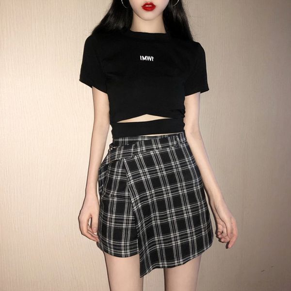 

c8uec интернет знаменитость небольших западного стиля игривых короткие девушка красивых прохладная элегантные банджи юбка стиль двухсекционн, Gray