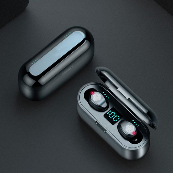 

wireless earphone bluetooth v5.0 f9 tws wireless bluetooth headphone led display with 2000mah power bank headset with microphon
