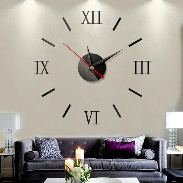 

rome digital number wall clock 3d modern diy interior roman wall clock 3d mirror decor wall stickers black/golden/silver/red/light gold
