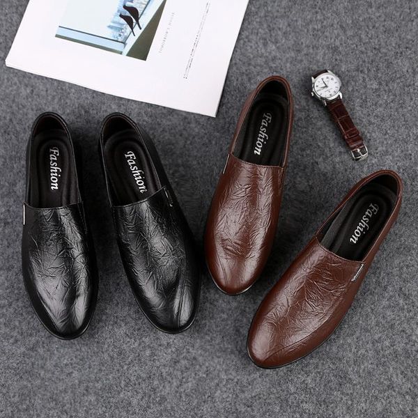 

reetene genuine leather men casual shoes slip on lazy driving male shoes comfy breathable loafers office dress men plus 47, Black