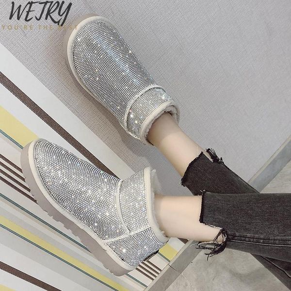 

warm winter boots ladies snow boots winter shoes ankle ladies shoes women's 2020 sequins fashion wild, Black