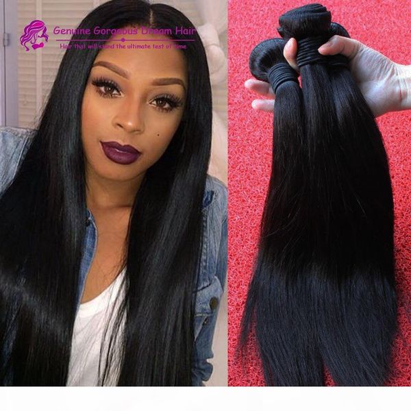 

wholesale peruvian malaysian indian brazilian human hair unprocessed hair wefts human hair extensions straight bundles weave 3pcs, Black