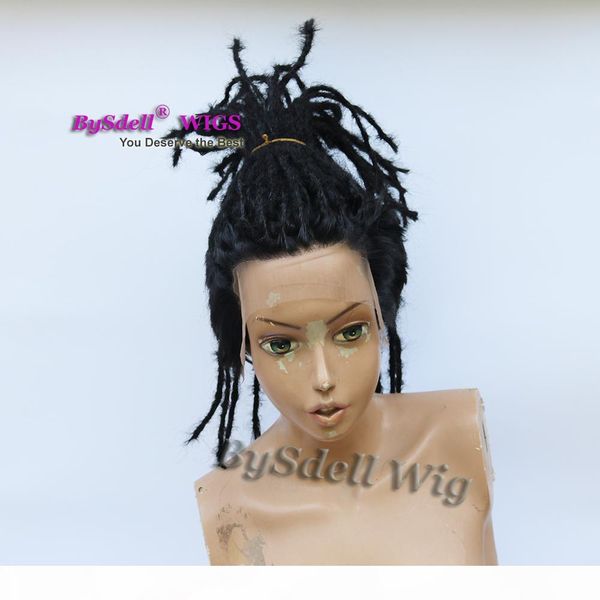 

hand tied jamaica braid regge bob marley style dreads wig full lace front braided lace front wigs men synthetic dreadlock wig dreadlocks, Black