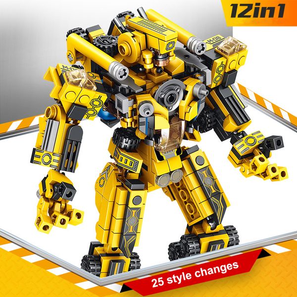 

576pcs 12in1 techinc transformation robot building bricks creative assembling educational figure blocks gift toys for children 1008
