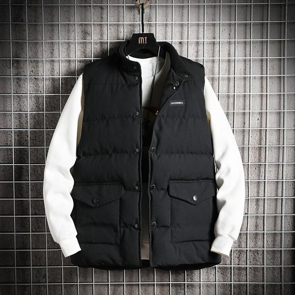 

2021 new autumn without sleeves jacket down vest warm male thick jackets with hoodie size 5xl ig4f, Black;white