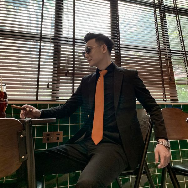 

daio mens korean british men's solid color 2-piece small suit slim casual coat