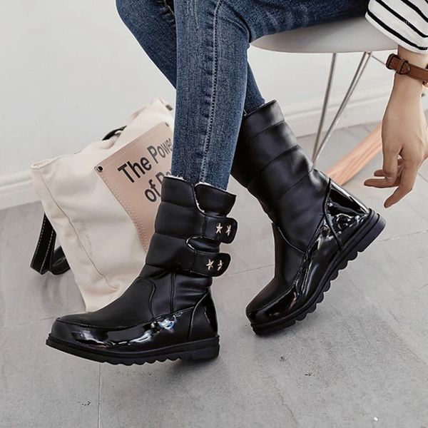 

reave cat women ankle snow boots for women warm fur plush platform height increasing hook&loop big size 40 black pink white1