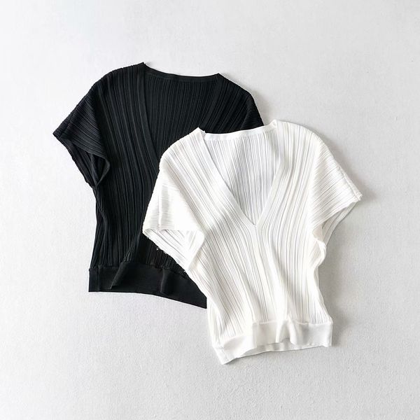 

oqxjq simple women's wear e4ty-5932 summer new 2020 v-neck bat t-shirt sleeve ice silk t-shirt for women kywhi, White;black