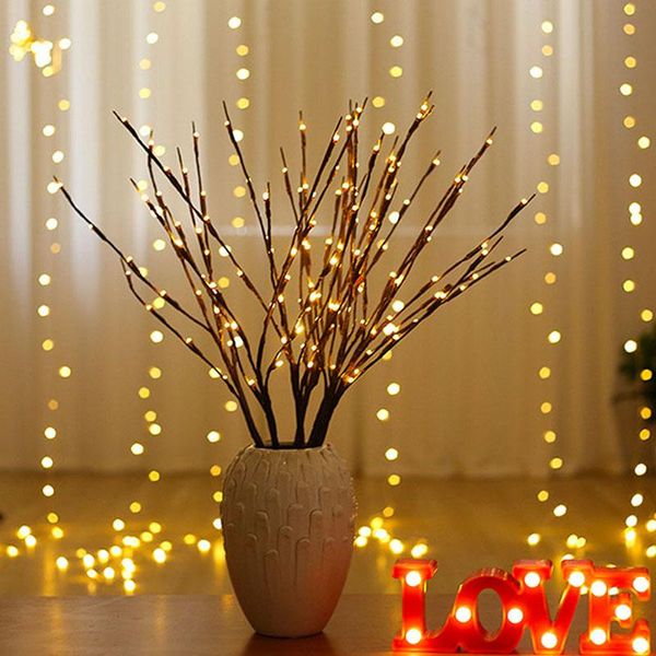 Lichterketten, Zweiglicht, 20 LEDs, Zweigbaumlichter, flexible Weidenbeleuchtung, für Innen, Schaufenster, Vase, Tisch, Wohnzimmer, 75 cm lang