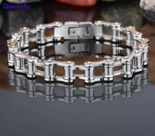 

punk 10mm fashion gold bike biker bicycle chain bracelets hiphop men's women stainless steel bracelet bangle jewelry 17cm-22cm, Black