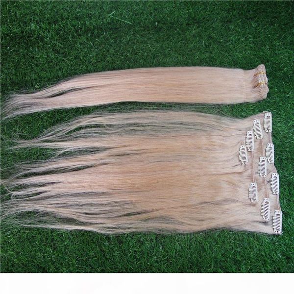 

brazilian remy straight hair clip in human hair extensions 6a 9 pieces set full head remy hair extension clip, Black;brown