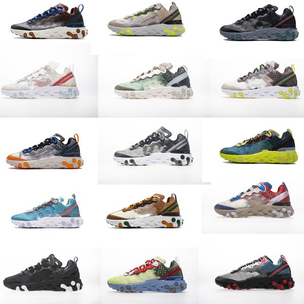 

gtx vision react element 87 men women running shoes triple black white schematic phantom mens trainers sports sneakers size 36-45