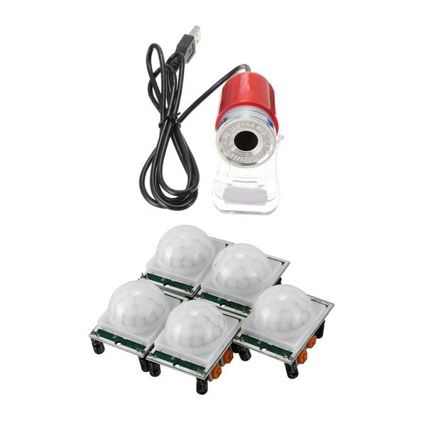 

5x pyroelectric infrared pir motion sensor detector module & 1x 50 mp hd camera usb webcam rotator for lapdeskpc