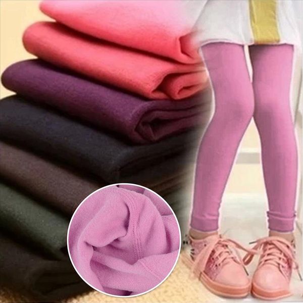 

laamei winter childrens fleece leggings pants velet leggings trousers kids pants thick warm for girls skinny, Black