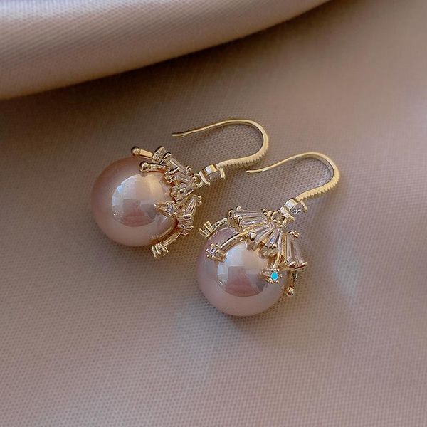 

dangle & chandelier 2021 fashion hook earrings elegant zircon pearl jewelry cherry for women aretes largos de mujer oorbellen hangers, Silver