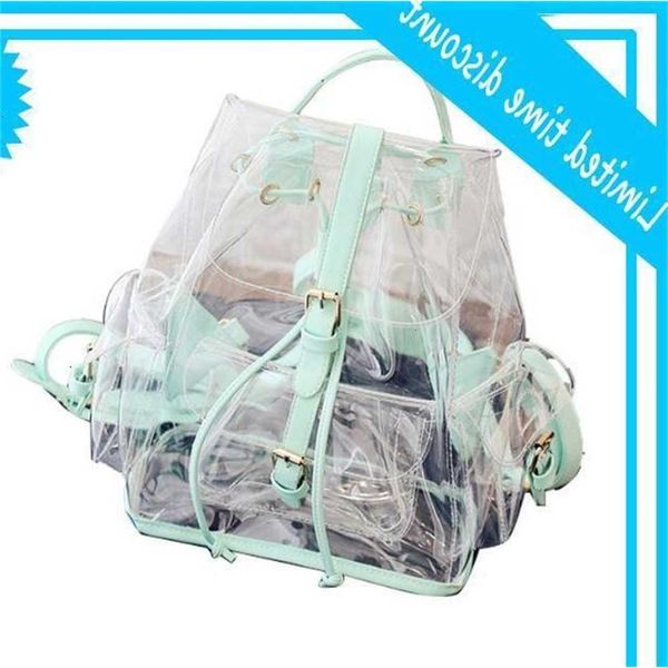 

dhl20pcs backpack women pvc large capacity transparent drawstring cross body bag