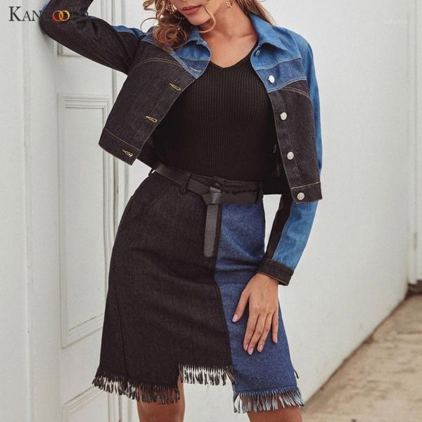 

kancoold coats womens patchwoek denim long sleeve button jacket casual outwear single breasted fashion new coat women 2019nov251, Black;brown