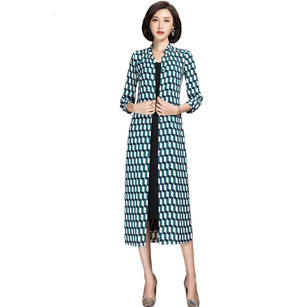

spring long green chess chiffon shirt dress woman dnx4, Black;gray