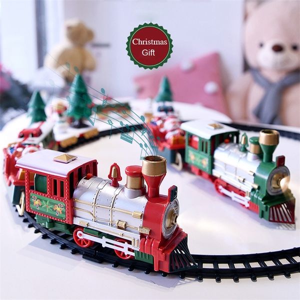 40# Weihnachtszug-Set mit Lichtern und Geräuschen, Weihnachtszug-Set, Eisenbahnschienen, batteriebetriebenes Spielzeug, Weihnachtszug-Geschenk für Kinder 201128